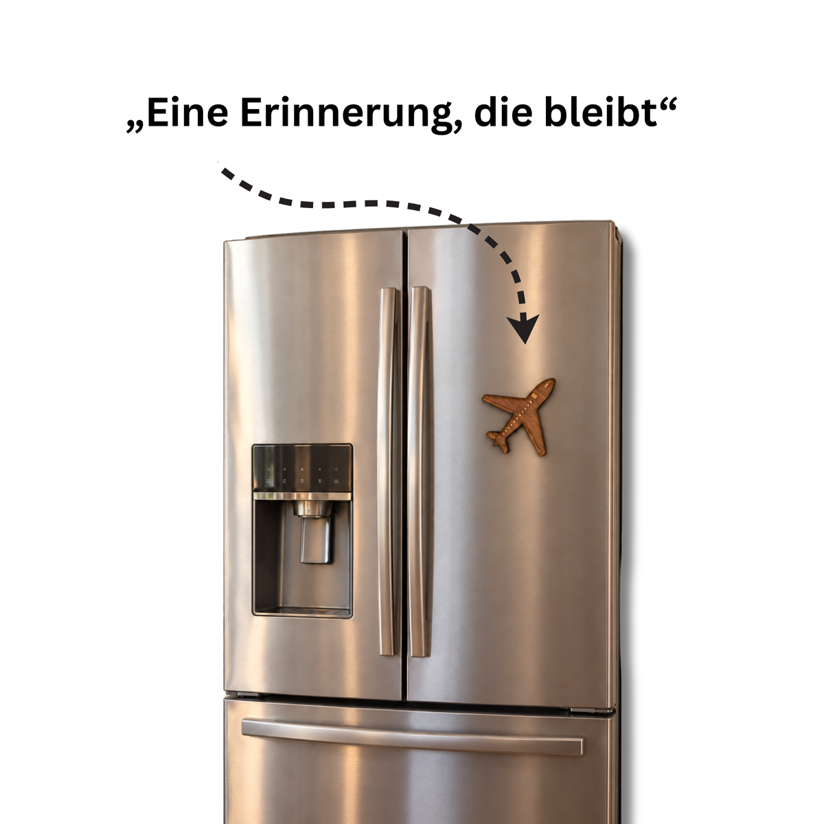 Grußkarte aus Walnussholz mit Flugzeug-Magnet – Reisegeschenk