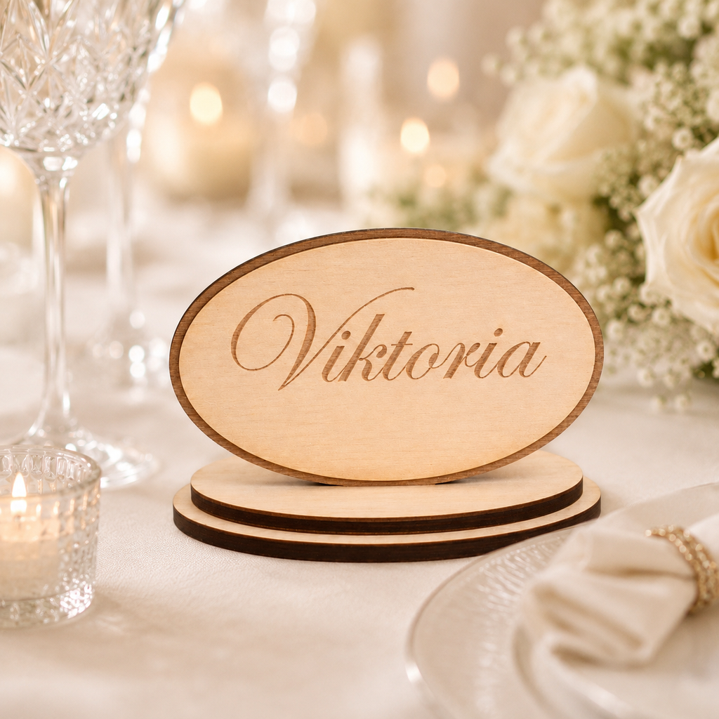 Personalisierte Namensständer aus Holz für Hochzeiten – VIVANEA