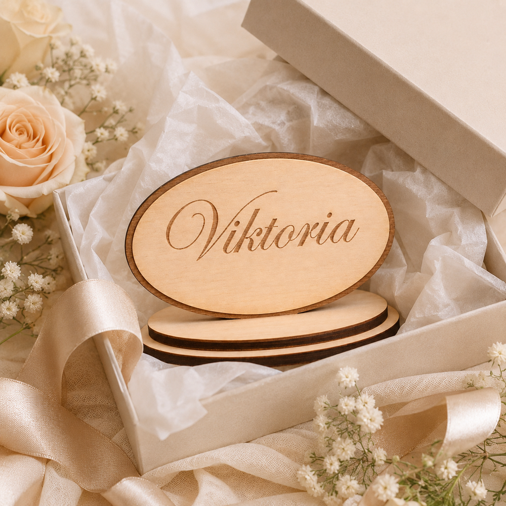 Personalisierte Namensständer aus Holz für Hochzeiten – VIVANEA