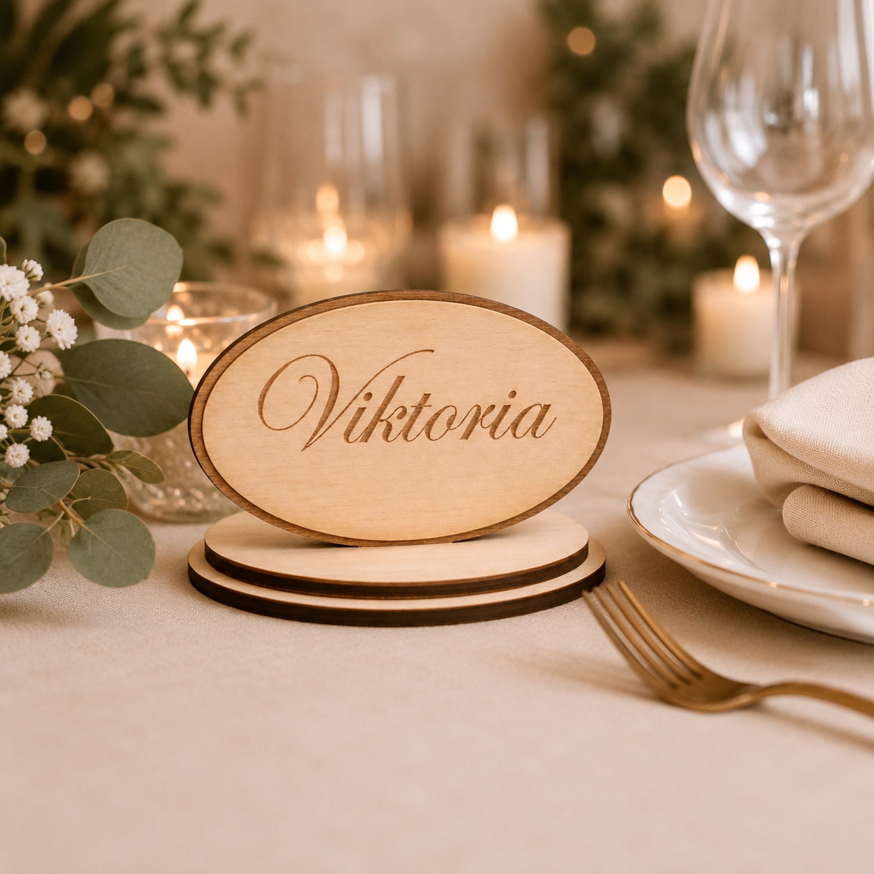 Personalisierte Namensständer aus Holz für Hochzeiten – VIVANEA