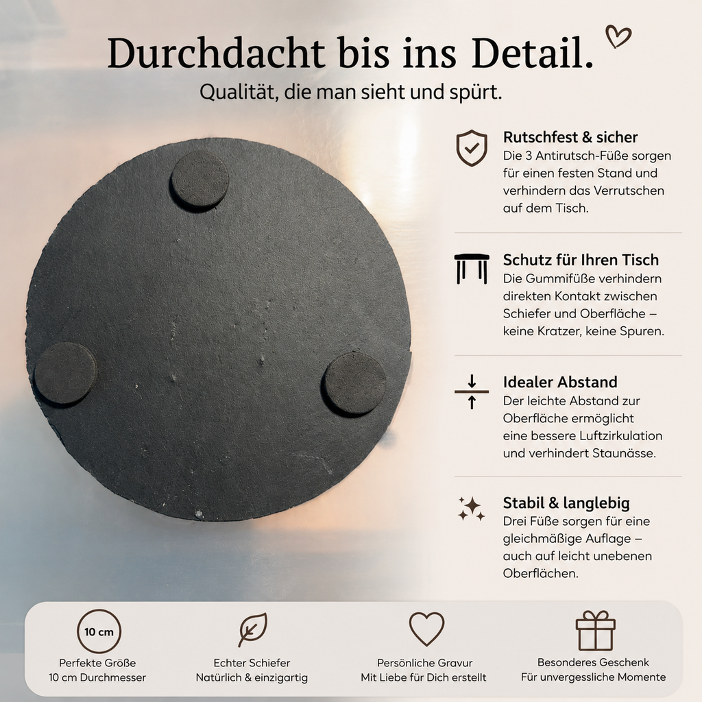 Personalisierter Schiefer Untersetzer mit Gravur | Geschenk für Mama, Papa, Oma & Opa - SLATIVO