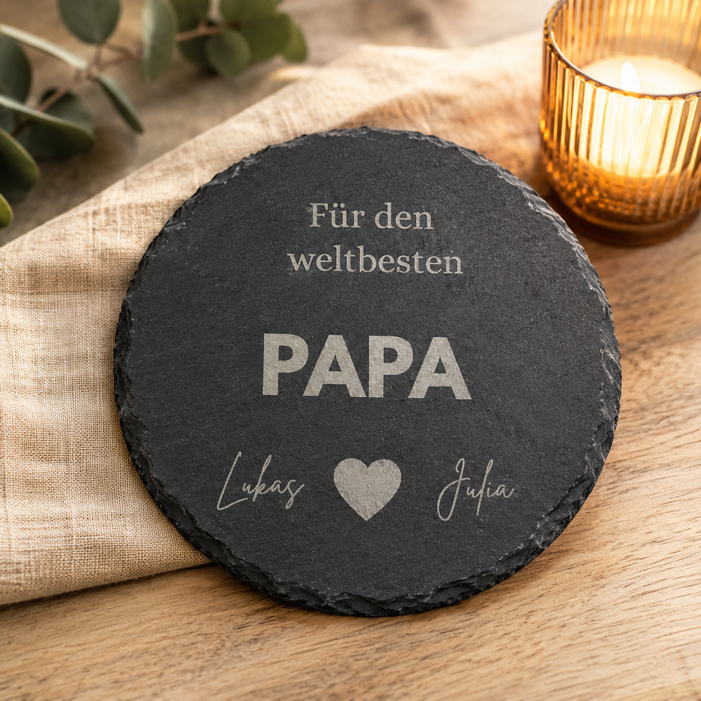 Personalisierter Schiefer Untersetzer mit Gravur | Geschenk für Mama, Papa, Oma & Opa - SLATIVO