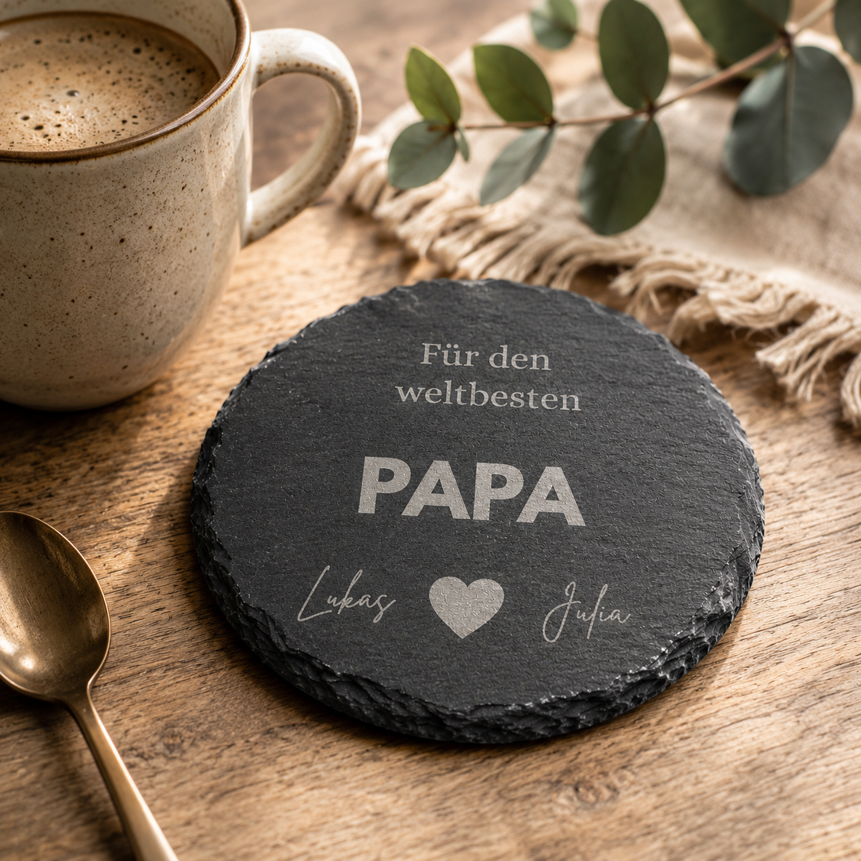 Personalisierter Schiefer Untersetzer mit Gravur | Geschenk für Mama, Papa, Oma & Opa - SLATIVO