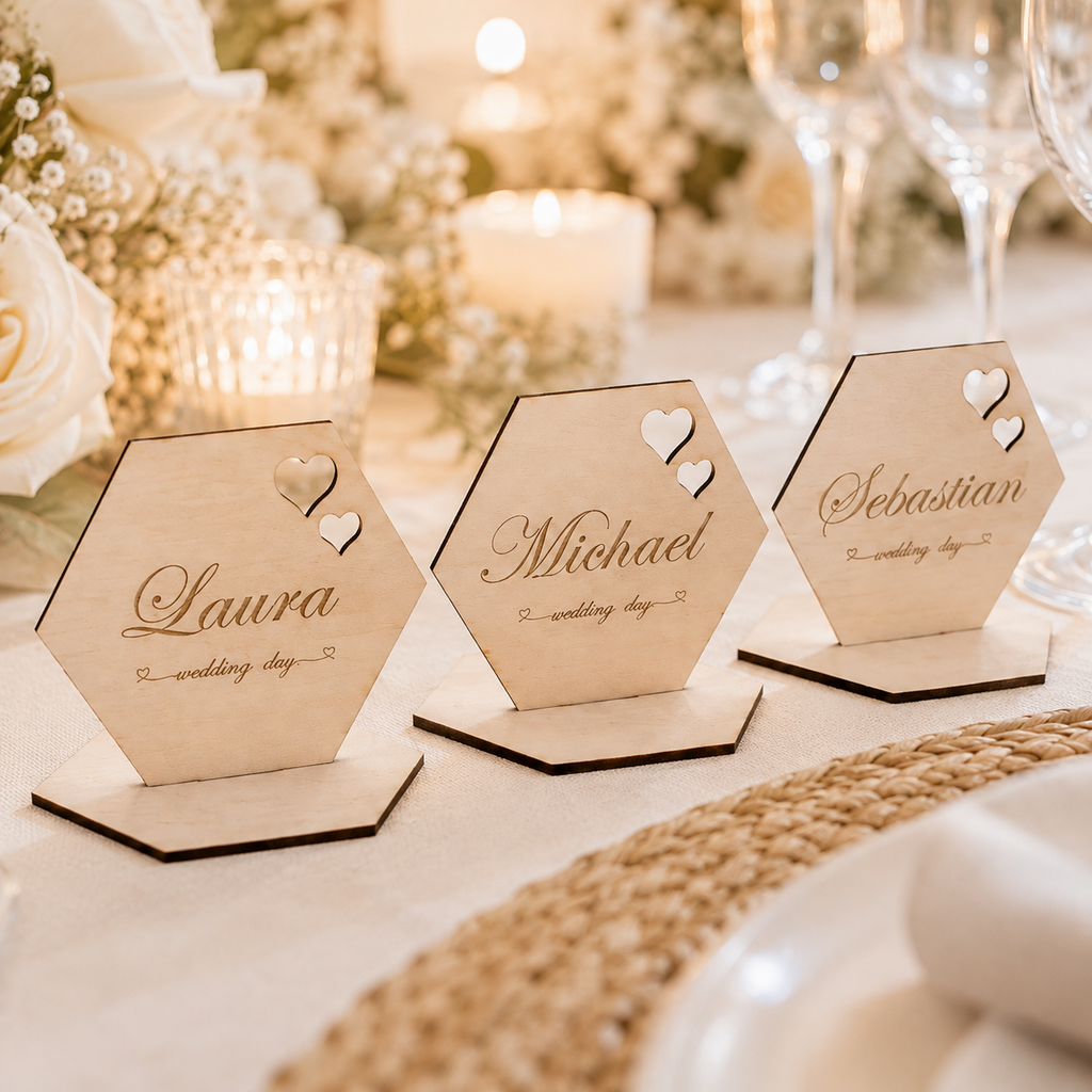 Personalisiertes Hochzeits-Namensschild aus Holz – „Wedding Day“ - WEDDORA